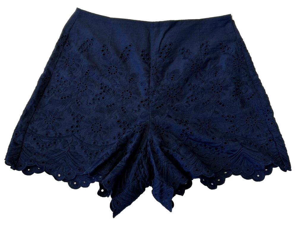 Draper James Women's Eyelet Skort Size 12 Navy Blue Side Zipper Lined